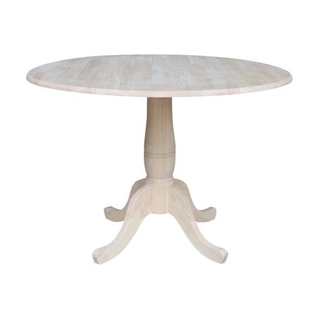 International Concepts Round 42 in Rd Dual Drop Leaf Pedestal Table, 29.5 inH, Unfinished, Ready to Finish, 42 in W, 42 in L K-42DPT